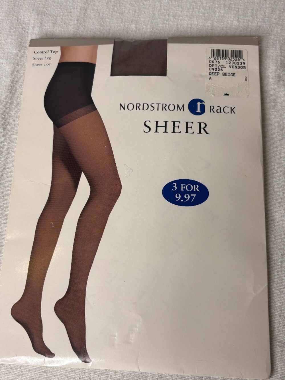 Vintage Nordstrom Rack Pantyhose Control Top Support Sheer Toe Deep Beige Sz A
